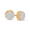 Thumbnail Image 1 of Men's 1/4 CT. T.W. Multi-Diamond Cuban Link Outer Edge Stud Earrings in 10K Gold