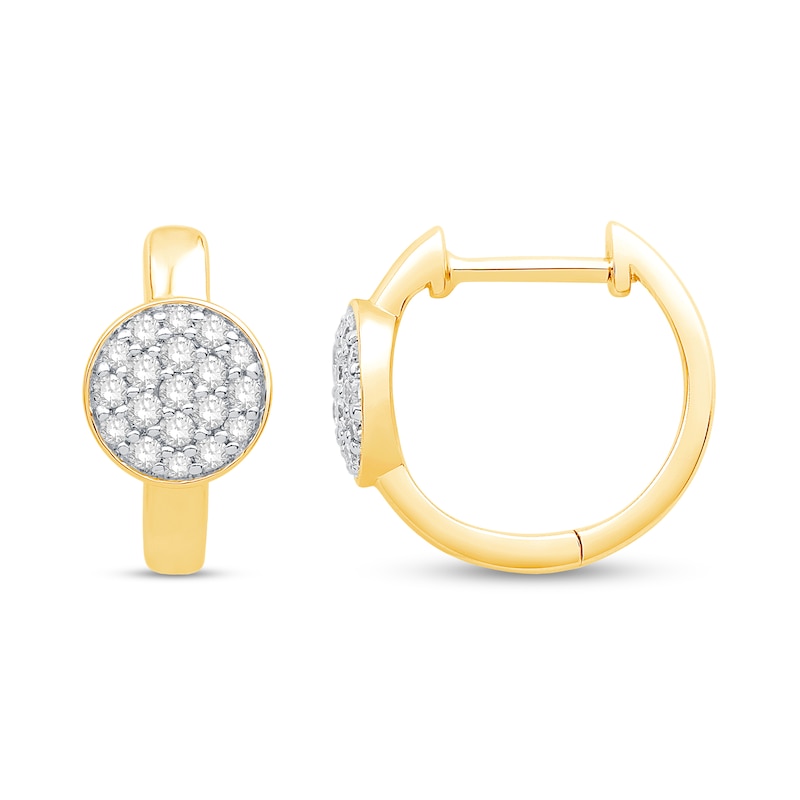 Main Image 1 of 1/4 CT. T.W. Multi-Diamond Hoop Earrings in 14K Gold