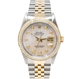 Previously Owned - Men's Rolex Datejust 1/2 CT. T.W. Diamond Stainless Steel and 18K Gold Automatic Watch (Model: 16233)