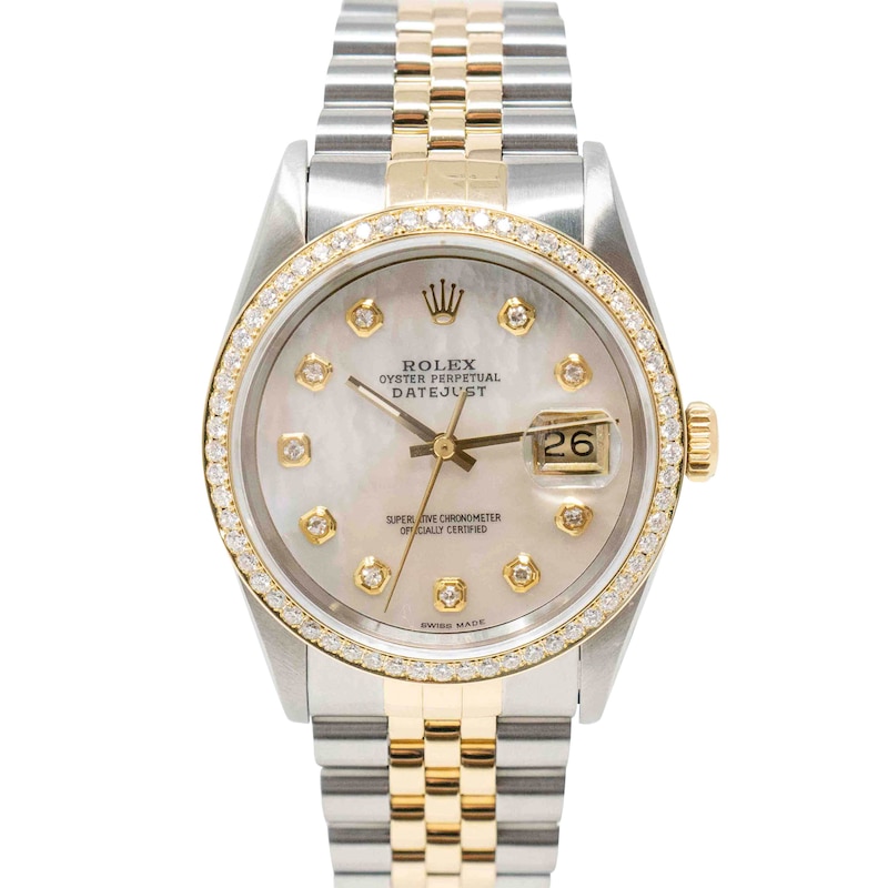 Main Image 1 of Previously Owned - Men's Rolex Datejust 1/2 CT. T.W. Diamond Stainless Steel and 18K Gold Automatic Watch (Model: 16233)