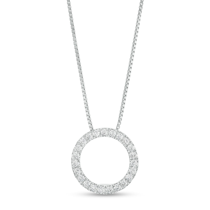 Main Image 1 of 1/4 CT. T.W. Certified Lab-Grown Diamond Circle Outline Pendant in 14K White Gold (F/SI2)