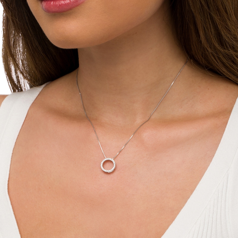 Main Image 2 of 1/4 CT. T.W. Certified Lab-Grown Diamond Circle Outline Pendant in 14K White Gold (F/SI2)