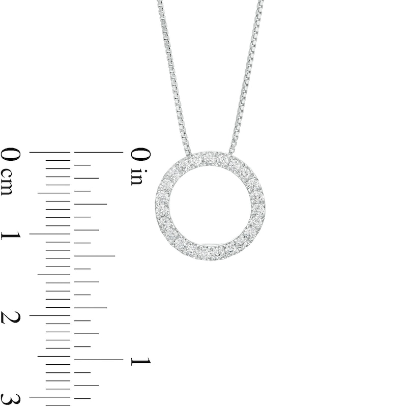 Main Image 4 of 1/4 CT. T.W. Certified Lab-Grown Diamond Circle Outline Pendant in 14K White Gold (F/SI2)