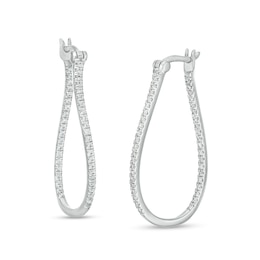 1/2 CT. T.W. Certified Lab-Grown Diamond Wavy Hoop Earrings in 14K White Gold (F/SI2)