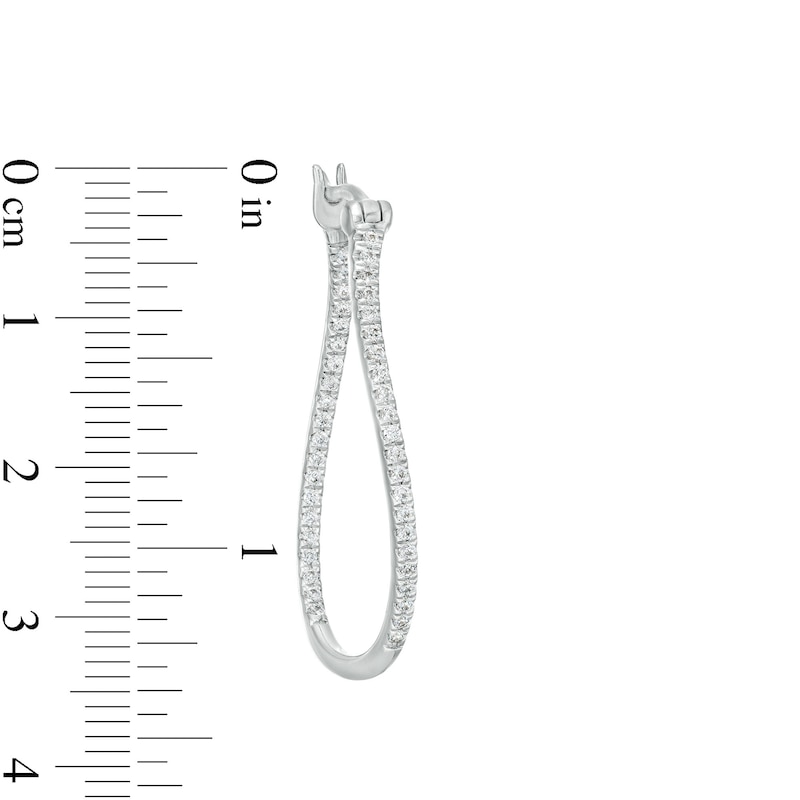 Main Image 3 of 1/2 CT. T.W. Certified Lab-Grown Diamond Wavy Hoop Earrings in 14K White Gold (F/SI2)