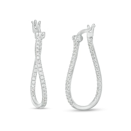 3/8 CT. T.W. Certified Lab-Grown Diamond Wavy Hoop Earrings in 14K White Gold (F/SI2)