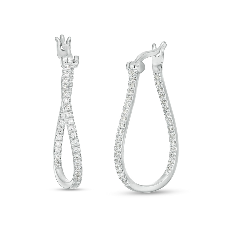 Main Image 1 of 3/8 CT. T.W. Certified Lab-Grown Diamond Wavy Hoop Earrings in 14K White Gold (F/SI2)