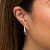Thumbnail Image 2 of 3/8 CT. T.W. Certified Lab-Grown Diamond Wavy Hoop Earrings in 14K White Gold (F/SI2)