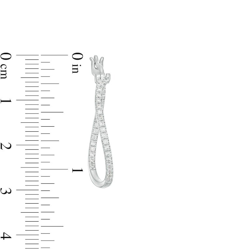 Main Image 3 of 3/8 CT. T.W. Certified Lab-Grown Diamond Wavy Hoop Earrings in 14K White Gold (F/SI2)