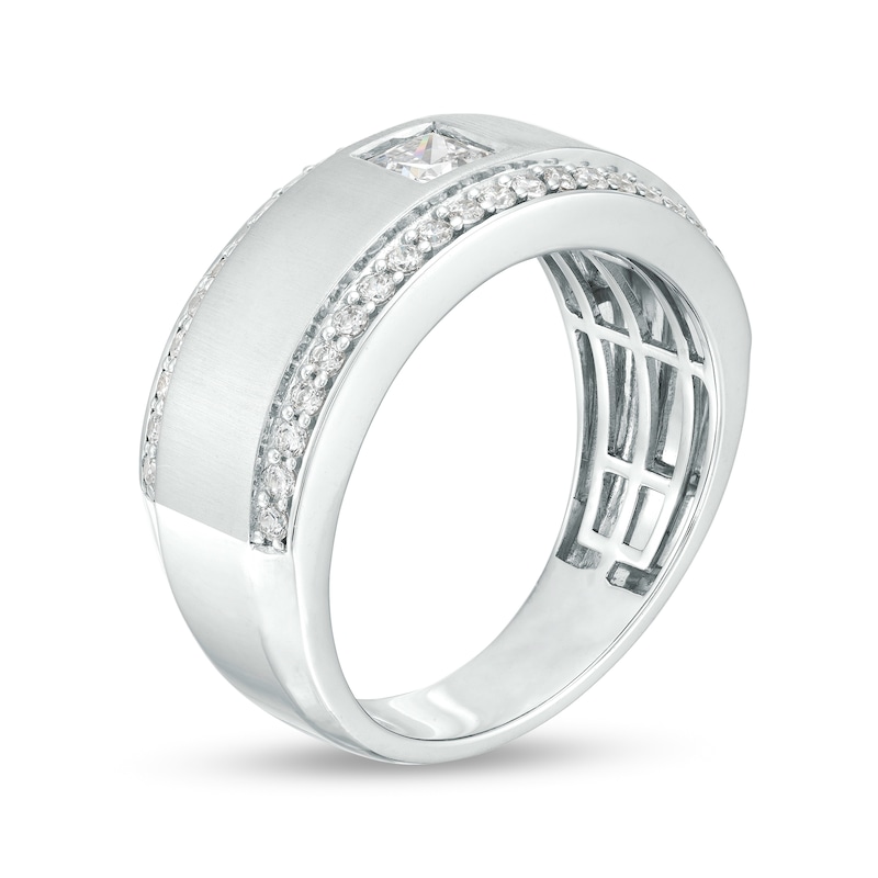 Main Image 3 of 1 CT. T.W. Certified Square-Cut Lab-Grown Diamond Lined Wedding Band in 14K White Gold (F/VS2)