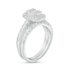 Thumbnail Image 3 of 1 CT. T.W. Emerald-Shaped Multi-Diamond Frame Bridal Set in 14K White Gold