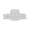 Thumbnail Image 4 of 1 CT. T.W. Emerald-Shaped Multi-Diamond Frame Bridal Set in 14K White Gold