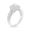 Thumbnail Image 3 of 1-1/2 CT. T.W. Certified Emerald-Cut Lab-Grown Diamond Double Frame Engagement Ring in 14K White Gold (F/VS2)