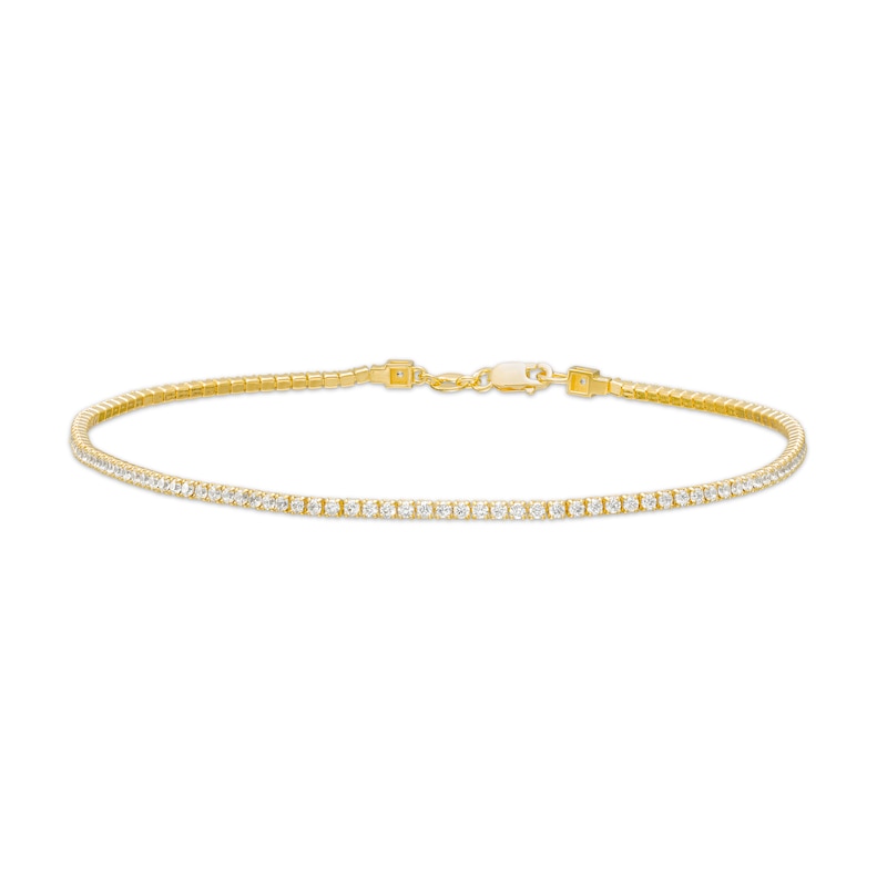 White Lab-Created Sapphire Tennis Anklet in Sterling Silver with 18K Gold Plate - 10"