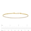 Thumbnail Image 3 of White Lab-Created Sapphire Tennis Anklet in Sterling Silver with 18K Gold Plate - 10"