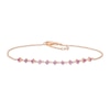 Thumbnail Image 1 of Amethyst Link and White Lab-Created Sapphire Accent Anklet in Sterling Silver with 18K Rose Gold Plate - 10"