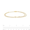 Thumbnail Image 3 of White Lab-Created Sapphire Bezel-Set Duo Bead Station Double Strand Anklet in Sterling Silver with 18K Gold Plate - 10"