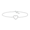 White Lab-Created Sapphire Heart Outline Anklet In Sterling Silver - 10