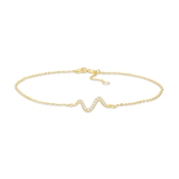 White Lab-Created Sapphire Snake Anklet in Sterling Silver with 18K Gold Plate - 10"