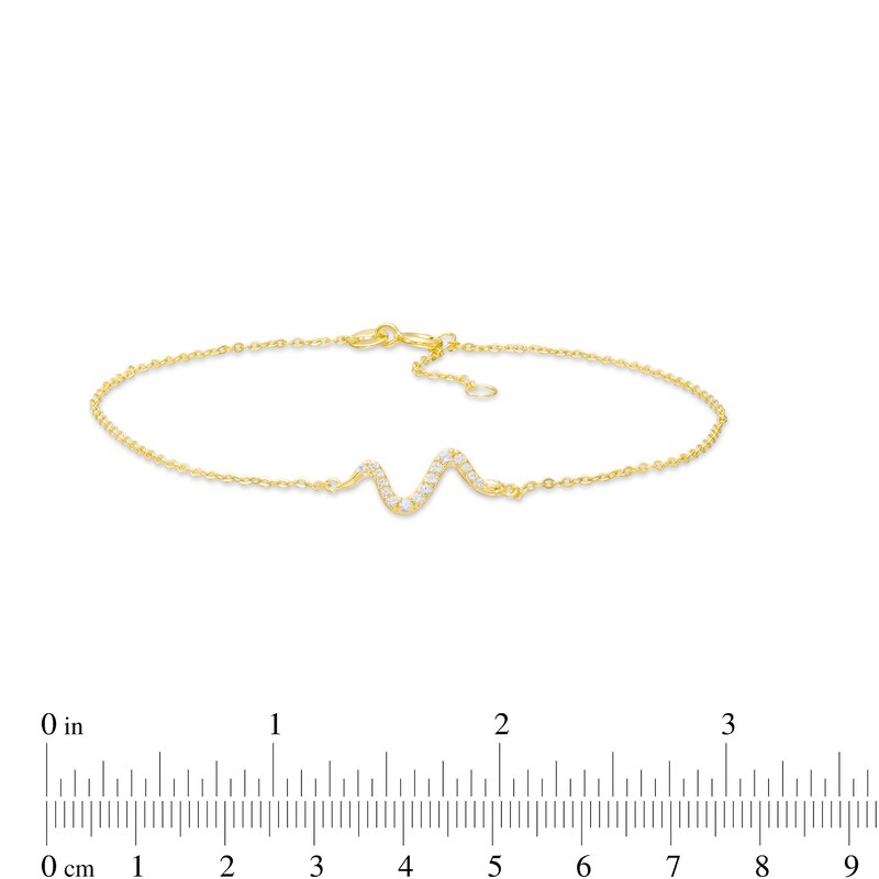 Main Image 3 of White Lab-Created Sapphire Snake Anklet in Sterling Silver with 18K Gold Plate - 10"