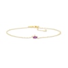 Thumbnail Image 1 of Sideways Marquise Amethyst and White Lab-Created Sapphire Dangle Anklet in Sterling Silver with 18K Gold Plate - 10"