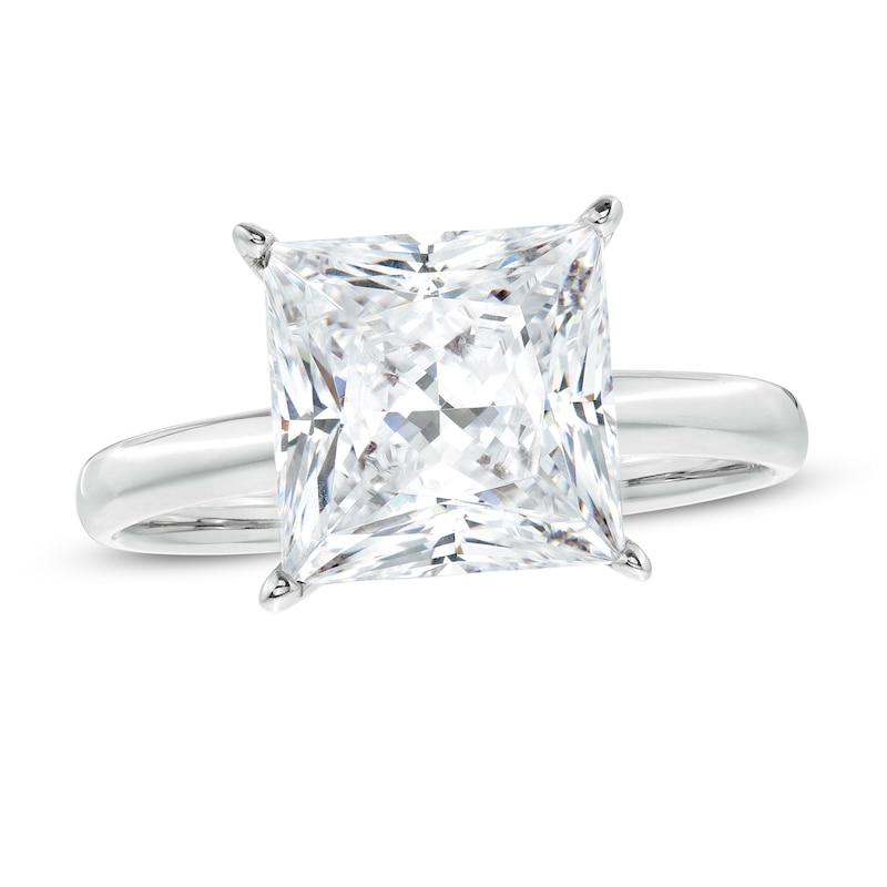 Main Image 1 of 4 CT. Certified Princess-Cut Lab-Grown Diamond Solitaire Engagement Ring in 14K White Gold (F/VS2)