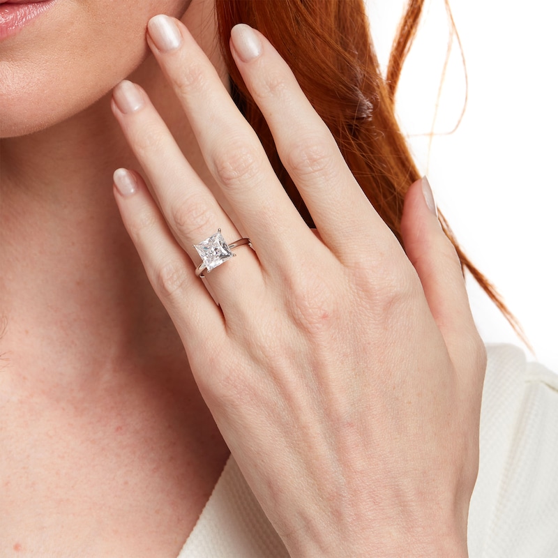 Main Image 2 of 4 CT. Certified Princess-Cut Lab-Grown Diamond Solitaire Engagement Ring in 14K White Gold (F/VS2)