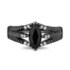 Thumbnail Image 4 of Enchanted Disney Villains Maleficent Marquise Onyx and 1/10 CT. T.W. Diamond Ring in Sterling Silver with Black Rhodium