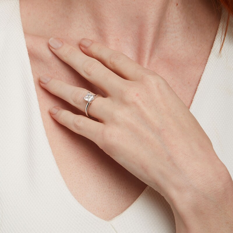 11/2 CT. Certified PrincessCut LabCreated Diamond Solitaire Engagement Ring in 14K White Gold