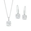 Thumbnail Image 1 of 8.0mm White Lab-Created Sapphire Pendant and Drop Earrings Set in Sterling Silver