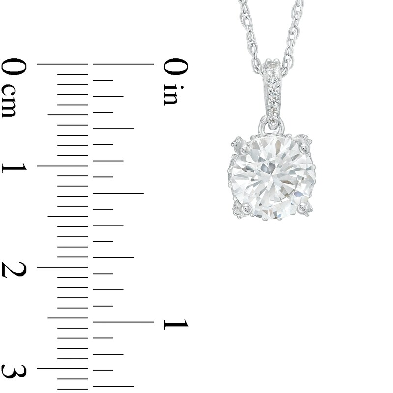 Main Image 3 of 8.0mm White Lab-Created Sapphire Pendant and Drop Earrings Set in Sterling Silver