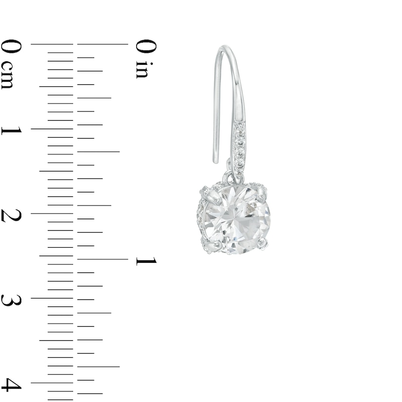 8.0mm White Lab-Created Sapphire Pendant and Drop Earrings Set in Sterling Silver