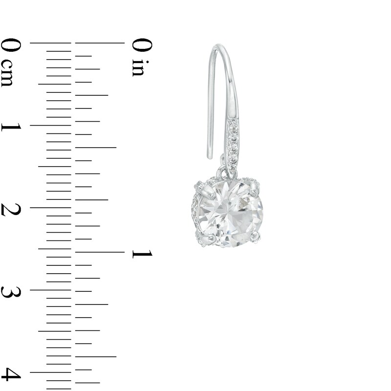 Main Image 4 of 8.0mm White Lab-Created Sapphire Pendant and Drop Earrings Set in Sterling Silver