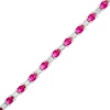 Oval Lab-Created Ruby And Diamond Accent Alternating Line Bracelet In Sterling Silver â 7.25