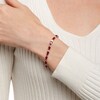 Thumbnail Image 1 of Oval Lab-Created Ruby and Diamond Accent Alternating Line Bracelet in Sterling Silver – 7.25"