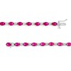 Thumbnail Image 2 of Oval Lab-Created Ruby and Diamond Accent Alternating Line Bracelet in Sterling Silver – 7.25"