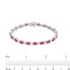 Thumbnail Image 3 of Oval Lab-Created Ruby and Diamond Accent Alternating Line Bracelet in Sterling Silver – 7.25"