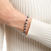 Thumbnail Image 2 of Oval Blue Lab-Created Sapphire and Diamond Accent Alternating Line Bracelet in Sterling Silver – 7.25"