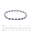 Thumbnail Image 4 of Oval Blue Lab-Created Sapphire and Diamond Accent Alternating Line Bracelet in Sterling Silver – 7.25"