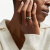Thumbnail Image 2 of Oval Lab-Created Emerald and White Lab-Created Sapphire Frame Triple Row Ring in Sterling Silver