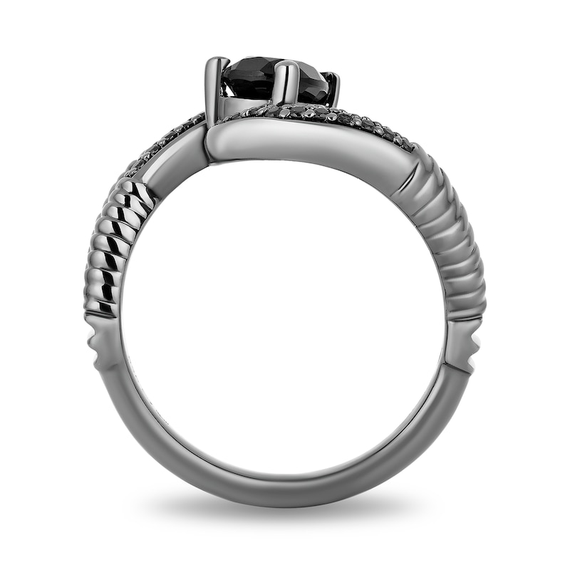 Main Image 3 of Enchanted Disney Villains Maleficent Onyx and 1/5 CT. T.W. Black Diamond Claw Ring in Sterling Silver in Black Rhodium