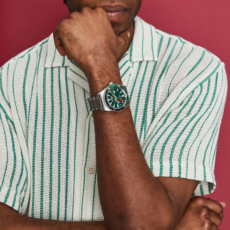 Main Image 2 of Men's Citizen Eco-Drive® Mickey Mouse & Friends Tee Time Watch with Green Dial (Model: AW1595-78W)