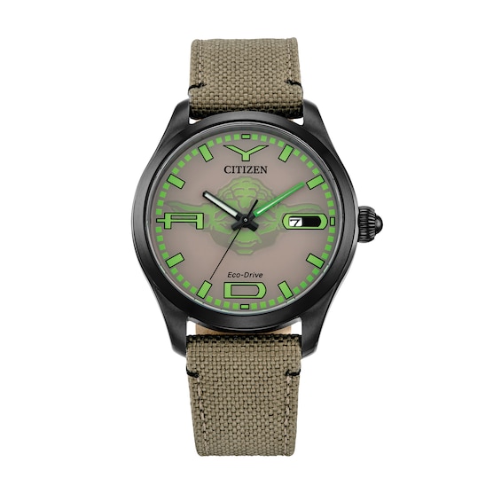 Men's Citizen Eco-DriveÂ® Star Warsâ¢ Yodaâ¢ Beige Nylon Strap Watch with Brown Dial (Model:Â BM6839-06W)