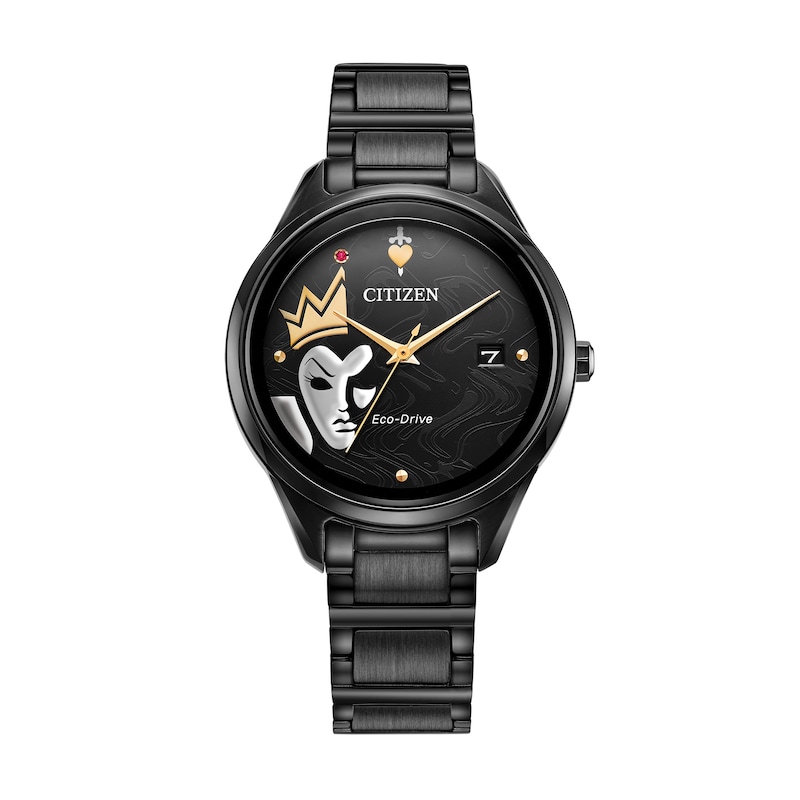 Ladies' Citizen Eco-Drive® Villains Evil Queen Black Strap Watch and Box Set (Model: FE6107-68W)