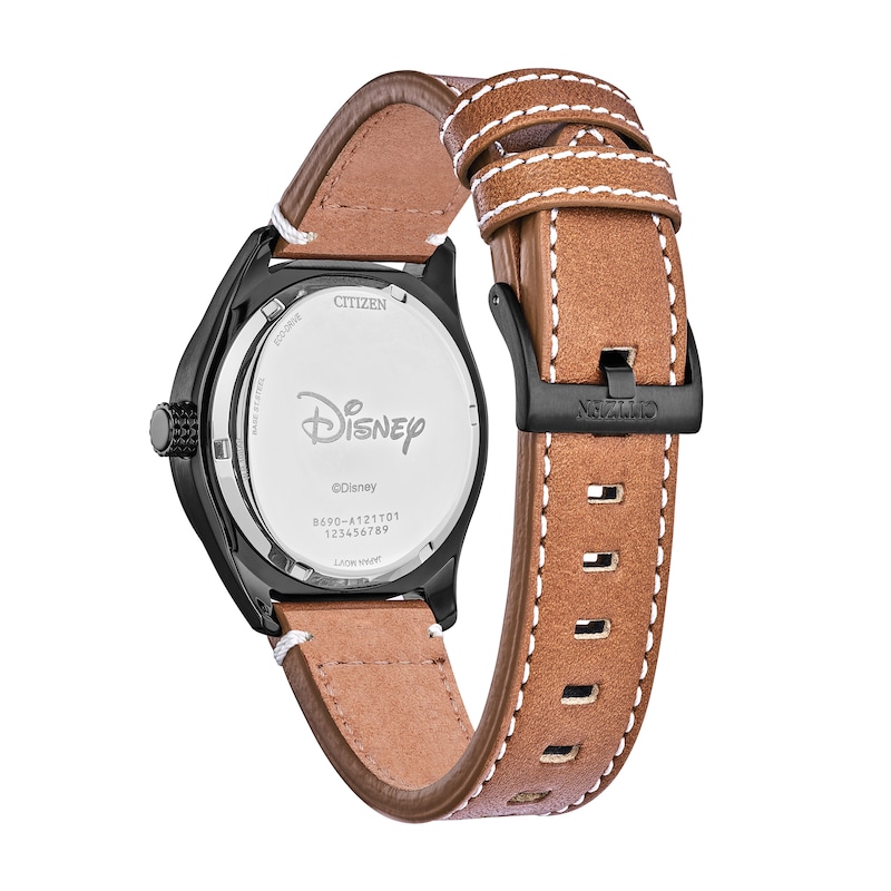 Main Image 3 of Men's Citizen Eco-Drive® Mickey Mouse & Friends Baseball Brown Leather Strap Watch (Model: BV1089-05W)