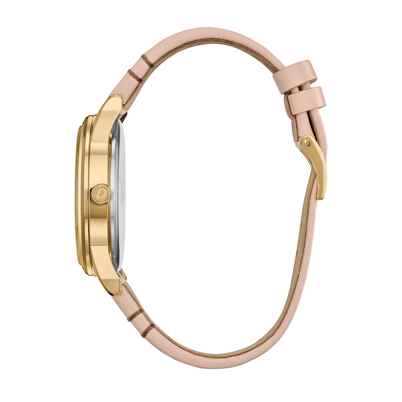 Main Image 2 of Citizen Eco-Drive® Mickey Mouse & Friends Shadow Gold-Tone Pink Leather Strap Watch (Model: BV1132-08W)