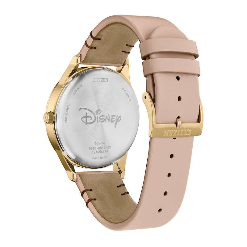 Main Image 3 of Citizen Eco-Drive® Mickey Mouse & Friends Shadow Gold-Tone Pink Leather Strap Watch (Model: BV1132-08W)