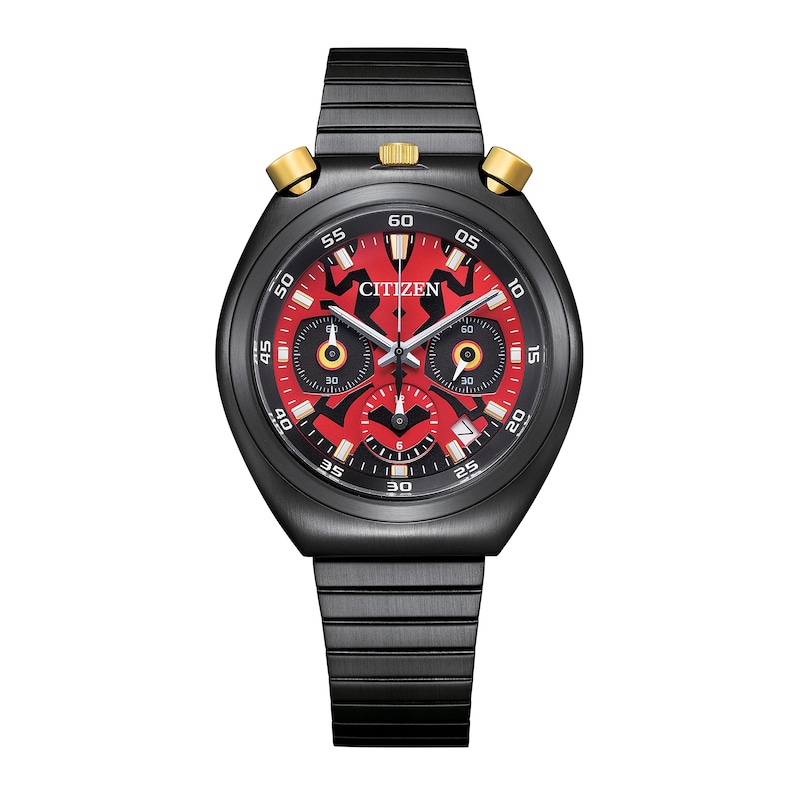 Main Image 1 of Men's Citizen Eco-Drive® Star Wars™ Tsuno Darth Maul Black IP Chronograph Watch with Red Dial (Model: AN3668-55W)