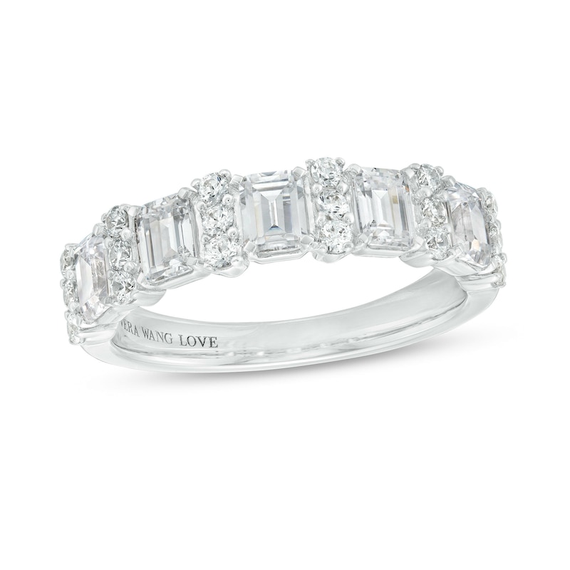 Main Image 1 of Vera Wang Love Collection 1-1/2 CT. T.W. Certified Lab-Grown Diamond Alternating Anniversary Band in 14K White Gold (F/VS2)