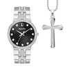 Thumbnail Image 2 of Men's Bulova Crystal Watch with Black Dial and Cross Pendant Box Set (Model: 96K110) - 24"